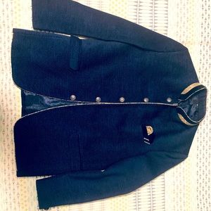 Nehru Jacket in Navy Cotton Jacquard Fabric